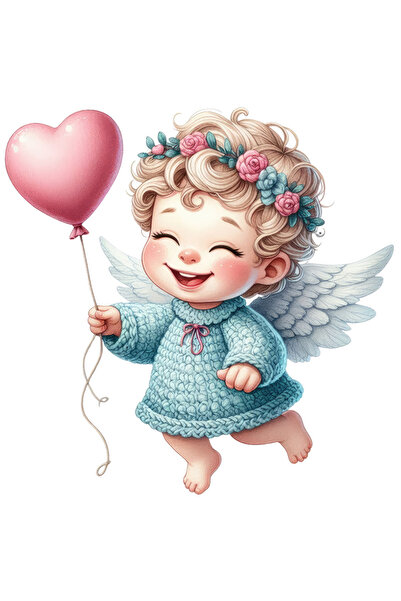 StoryGift Romania Sticker Adeziv 90CM cu bebelus Cupidon, ilustratie, balon i...