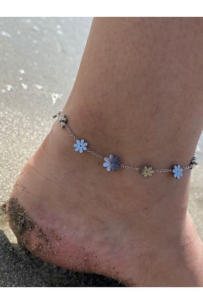 kurukafagift Steel Anklet Adjustable Flower Daisy Model
