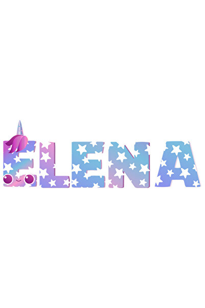 StoryGift Romania Sticker Autocolant 70CM Cu Numele Elena, Unicorn, Printesa,...