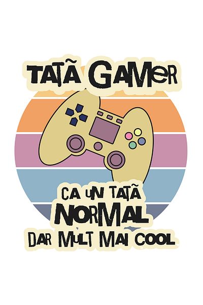 StoryGift Romania Sticker Autocolant 70CM Adeziv Tata Gamer cool maneta de video lume virtuala cu Margini Albe,