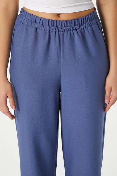 Ritnice Pantaloni Palazzo Indigo pentru femei Sasha Cool Texture cu talie elastică
