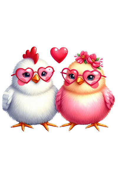 StoryGift Romania Sticker Eticheta 50CM cu 2 puisori de gaina, ilustratie, oc...