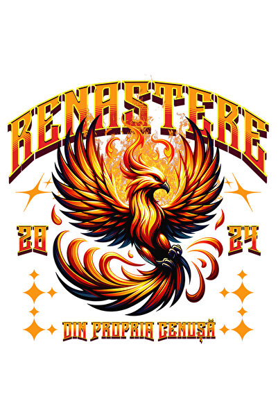 StoryGift Romania Sticker Autocolant 70CM Adeziv Vultur de aur in flacari, me...