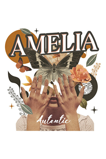 StoryGift Romania Sticker Adeziv 90CM Cu Numele Amelia, Colaj Fata, Fluture, ...