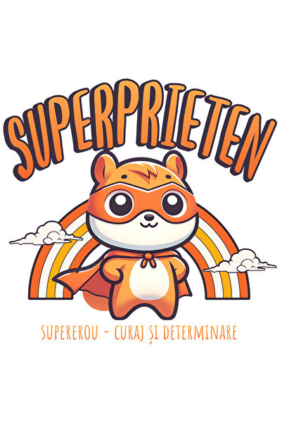 StoryGift Romania Sticker Adeziv 90CM Super Prieten SuperErou, Curaj si Deter...