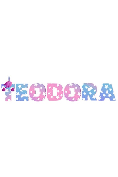 StoryGift Romania Sticker Adeziv 90CM Cu Numele Teodora, Unicorn, Printesa, F...