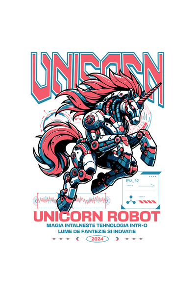 StoryGift Romania Sticker Unicor Robot Curcubeu Robot Cu Margini Albe, Pvc Vinyl 40 Cm