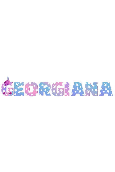 StoryGift Romania Sticker 23 Cm Cu Numele Georgiana, Unicorn, Printesa, Fairy...