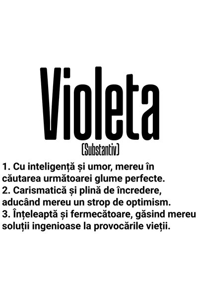 StoryGift Romania Sticker Autocolant 70CM Cu Numele Violeta, si Mesaj Motivat...