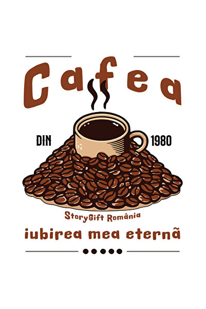 StoryGift Romania Sticker Eticheta 40CM Adeziv Cafea, iubirea mea eterna boab...