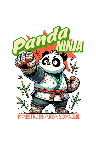 StoryGift Romania Sticker Panda Ninja-maestru In Arta Somnului Cu Margini Alb...