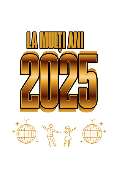 StoryGift Romania Sticker Autocolant 70CM Adeziv la mulți ani 2025 revelion petrecere an nou cu Margini Albe, PV