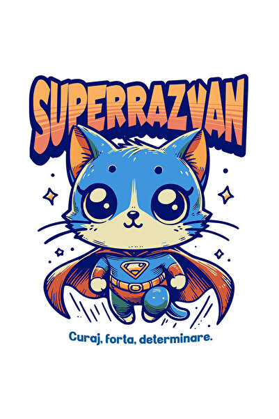 StoryGift Romania Sticker Adeziv 90CM Super Razvan, SuperErou, Pisica Zburand...