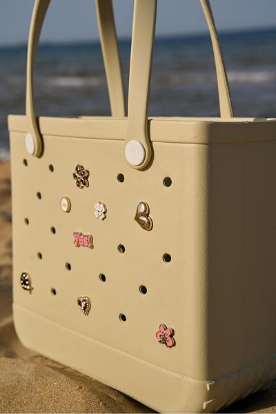Tina İstanbul Jelly Charm Beach Bag Beige