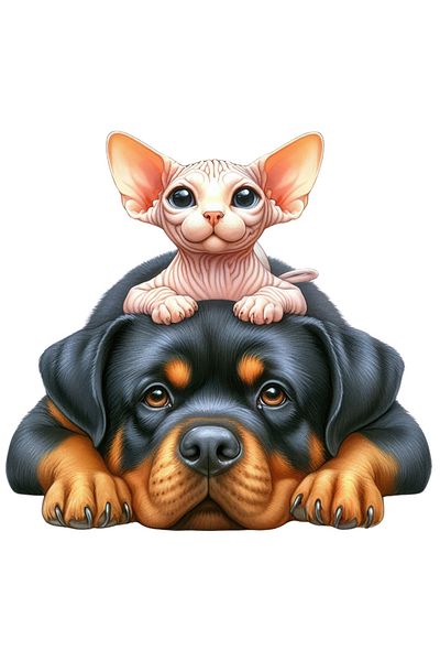 StoryGift Romania Sticker Adeziv 90CM cu 2 caini, ilustratie, prieteni, animale, intelegere, joaca, bucurie cu