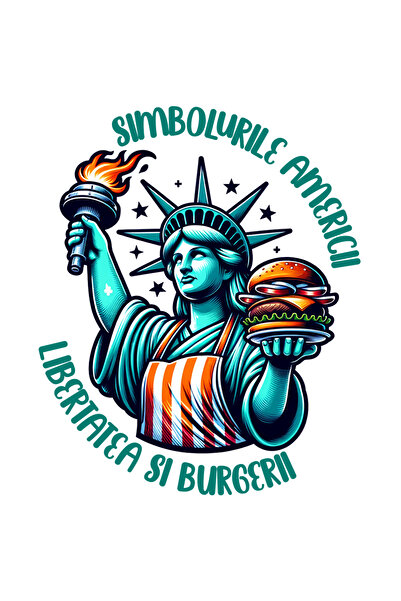 StoryGift Romania Sticker Autocolant 70CM Adeziv Statuia Libertatii Text Haios Fast Food Simbolurile Americii cu