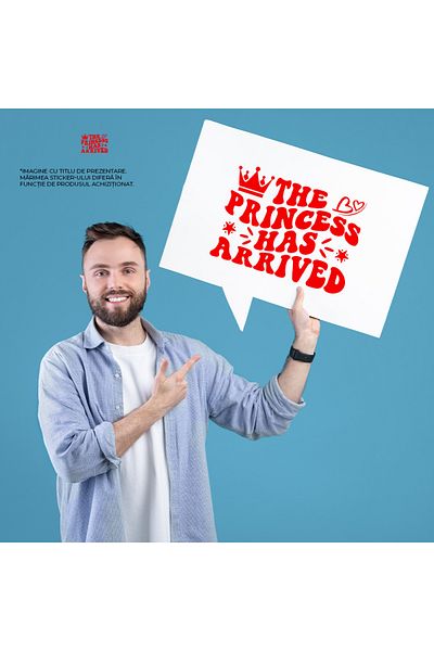 StoryGift Romania Sticker Exterior cu o coroana regala si mesajul "Printesa a sosit" - fericire fetita , Vin