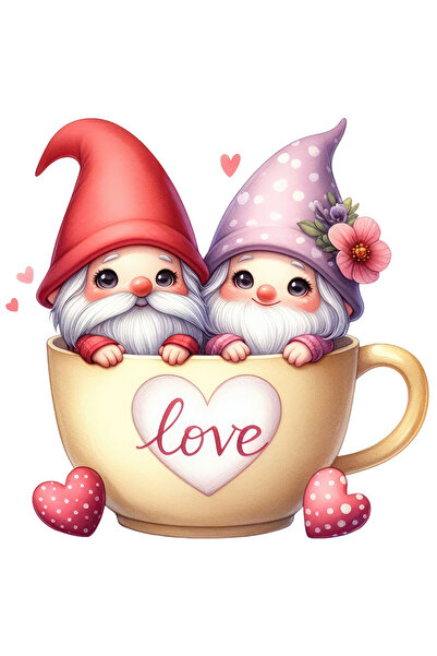 StoryGift Romania Sticker Eticheta 40CM cu doi Gnomi intr-o , indragostiti de...