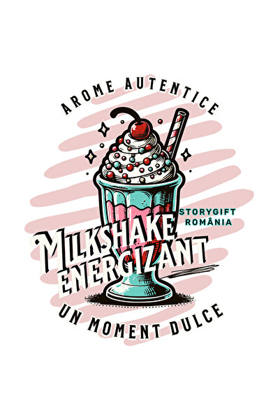 StoryGift Romania Sticker Eticheta 40CM Adeziv Arome autentice. Milkshake-ul energizant cu Margini Albe, PVC Vin