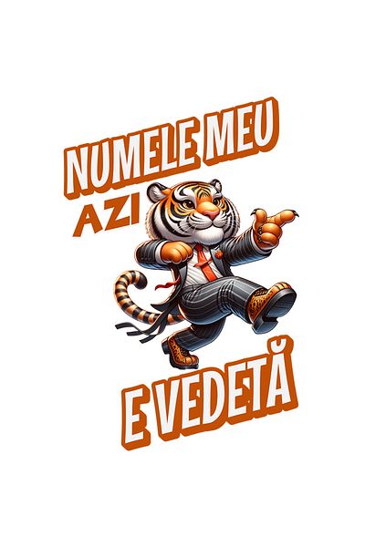 StoryGift Romania Sticker 70CM Adhesive Tiger in costume Funny Text Today, my name is a star, Birthday