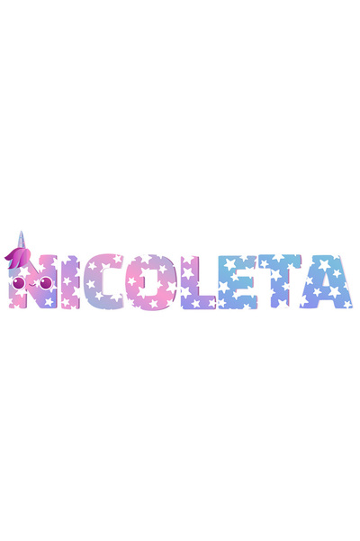 StoryGift Romania Sticker Adeziv 90CM Cu Numele Nicoleta, Unicorn, Printesa, ...