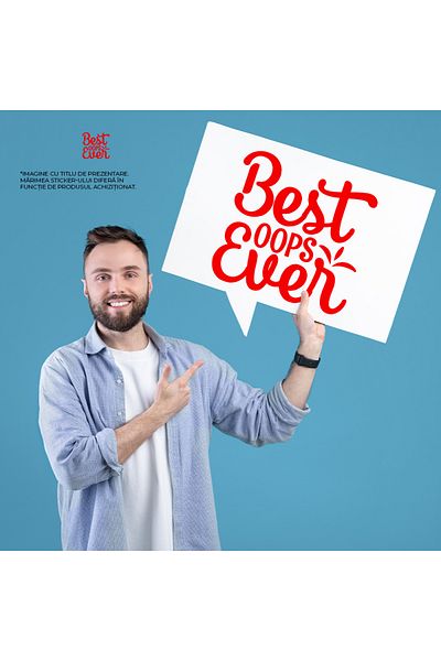 StoryGift Romania Sticker Exterior cu textul in engleza "Best oops ever" - cea mai tare "greseala" dintotdea