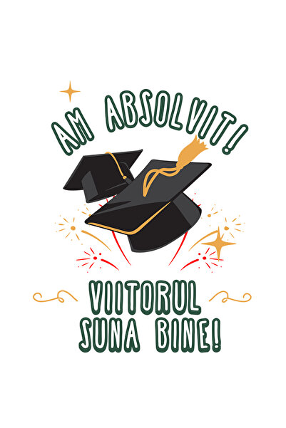 StoryGift Romania Sticker Adeziv 90CM Adeziv Am absolvit! Viitorul suna bine!...