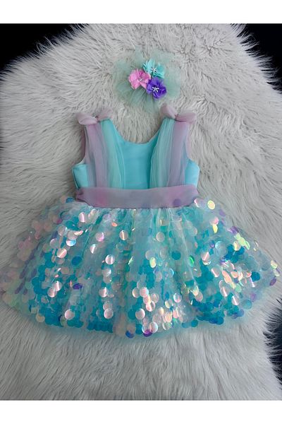 İlknur Karaca Design Water Green Pink Mermaid Special Occasion Birthday Dress