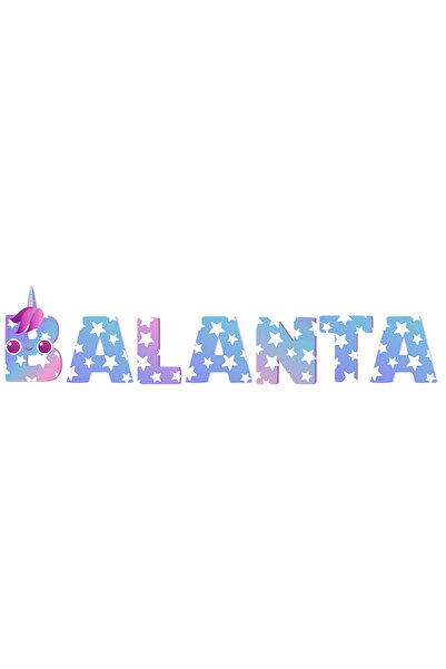 StoryGift Romania Sticker Autocolant 70CM Cu Numele Balanta, Unicorn, Printesa, Fairytale, Dragut cu Margini Alb