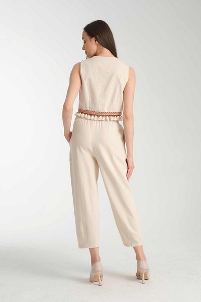 İLKCET MODA طقم سترة سفلية علوية مزينة بشراشيب