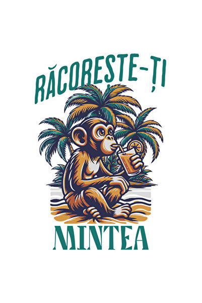 StoryGift Romania Sticker Eticheta 40CM Adeziv Racoreste-ti mintea, vibe-uri de vara maimuta relaxare cu Margini