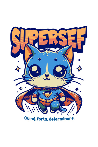 StoryGift Romania Sticker Autocolant 70CM Super Sef, SuperErou, Pisica Zburan...