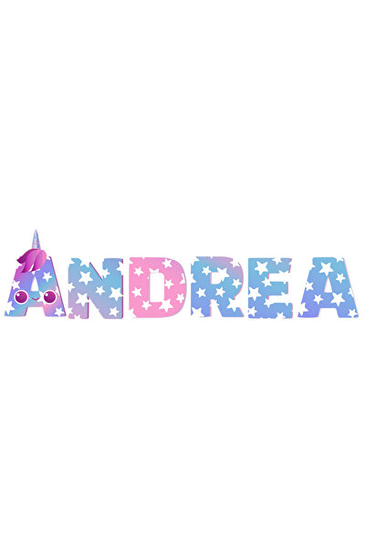 StoryGift Romania Sticker Eticheta 40CM Cu Numele Andrea, Unicorn, Printesa, ...
