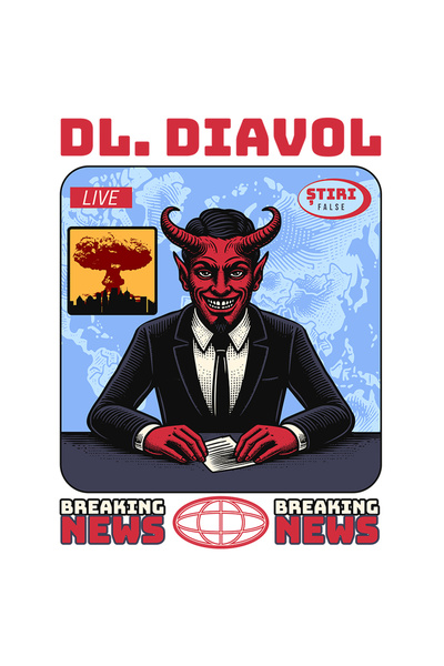 StoryGift Romania Sticker Adeziv 90CM Adeziv Prezentare stiri Dl. Diavol. Știri false. Breaking news cu Margini