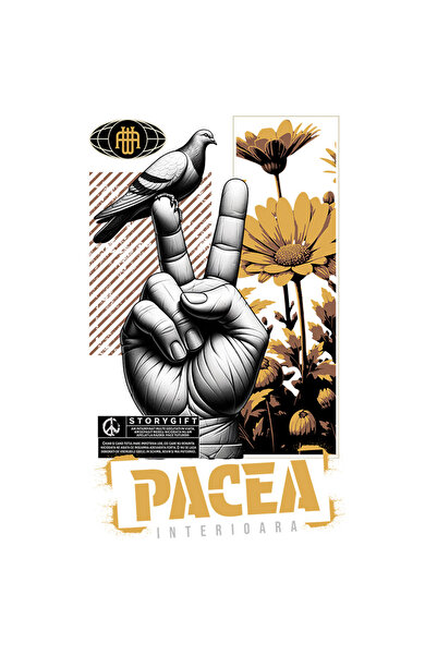 StoryGift Romania Sticker Adeziv 90CM Pacea Interioara - Semnul Pacii, Porumb...