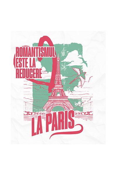 StoryGift Romania Sticker Adeziv 90CM Adeziv Turnul Eiffel Paris orasul Iubirii Text Romantismul Este La Reduce