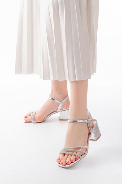 ASKA Askas-889 Silver 3-Stripes Heeled Women's Shoes