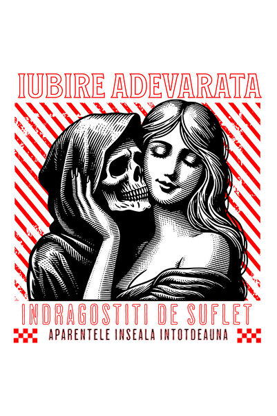 StoryGift Romania Sticker Autocolant 70CM Adeziv Schelete si fata iubire adevarata indragostiti cu Margini Albe,