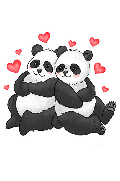 StoryGift Romania Sticker Autocolant 70CM cu 2 ursi panda care stau rezemati ...