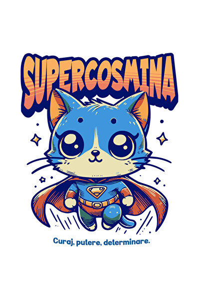 StoryGift Romania Sticker Autocolant 70CM Super Cosmina, SuperErou, Pisica Zb...