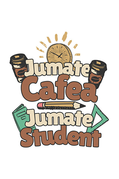 StoryGift Romania Sticker Adeziv 90CM Adeziv Jumate cafea, jumate student fac...