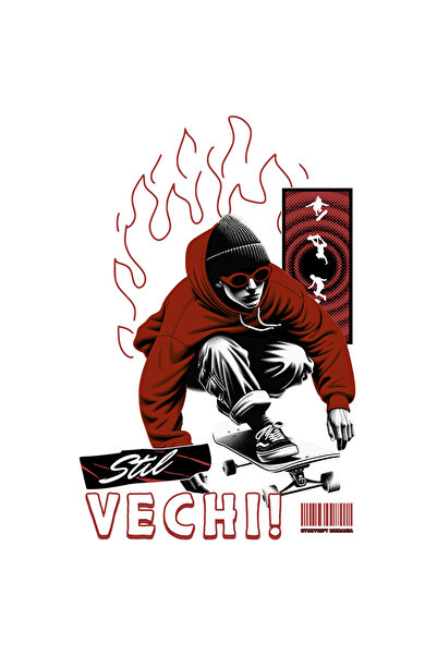 StoryGift Romania Sticker Autocolant 70CM Adeziv Baiat gangster pe skateboard...