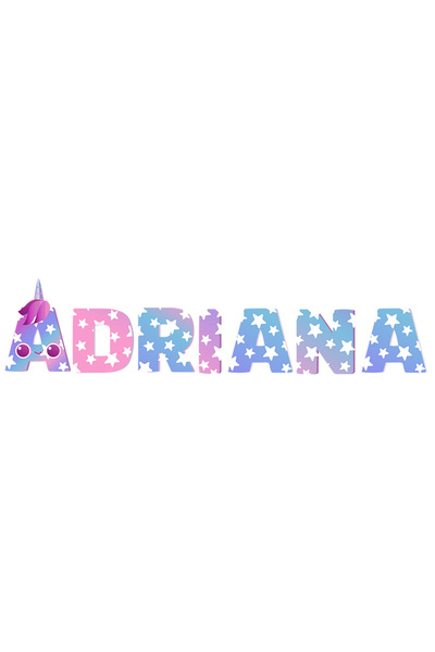 StoryGift Romania Sticker Autocolant 70CM Cu Numele Adriana, Unicorn, Printes...