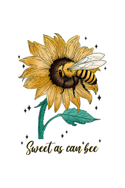 StoryGift Romania Sticker Eticheta 50CM cu albina stand pe o floare cu mesaju...