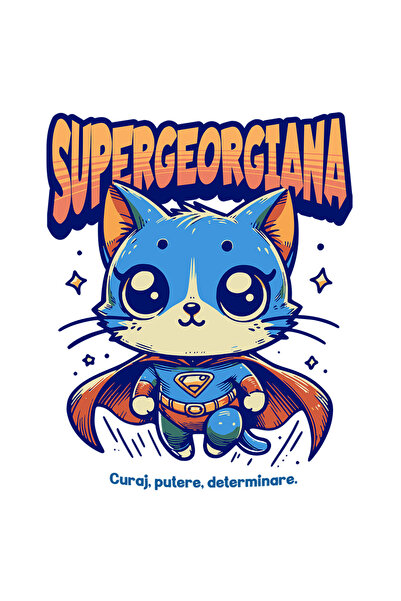 StoryGift Romania Sticker Super Georgiana, Supererou, Pisica Zburand Cu Margi...