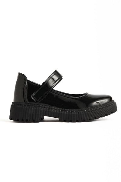 Limoya Fiona Black Patent Leather Velcro Detailed Daily Children's Shoes
