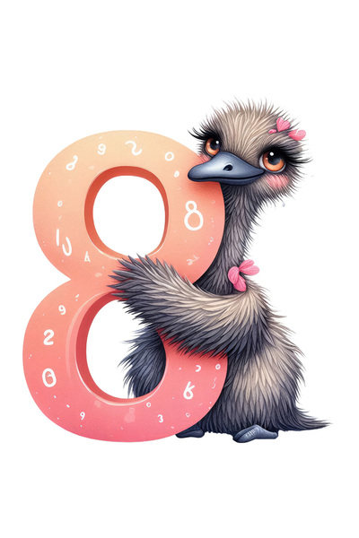 StoryGift Romania Sticker Eticheta 40CM cu cifra 8, ilustratie, pentru copii,...