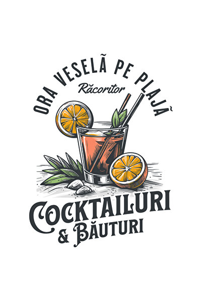 StoryGift Romania Sticker Autocolant 70CM Adeziv Ora vesela pe plaja cocktail...