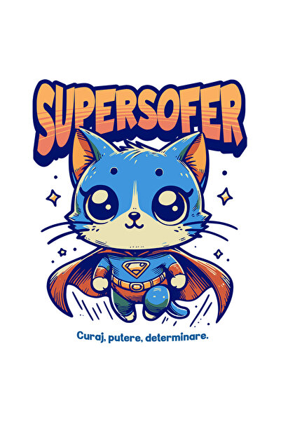 StoryGift Romania Sticker Adeziv 90CM Super Sofer, SuperErou, Pisica Zburand ...