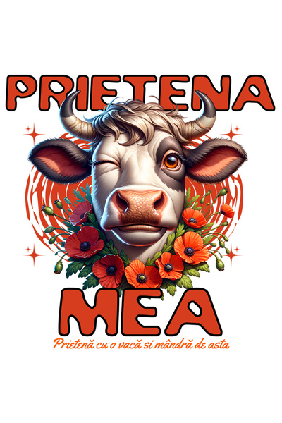 StoryGift Romania Sticker Adeziv 90CM Adeziv prietena mea vaca prietenie adevarata cu Margini Albe, PVC Vinyl 90 cm